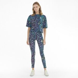 PUMA SET Activewear Neon Safari Leggings and Crop / Matching Set